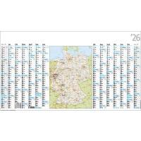 Bühner Wandplaner 2026, 3 Monate pro Seite, gemischt Deutsch, Englisch, Französisch