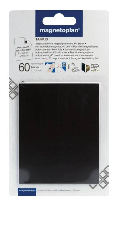 magnetoplan Takkis Sticker Magnetisch 2 x 2 cm Schwarz 15502 1 Blatt mit 60 Stück