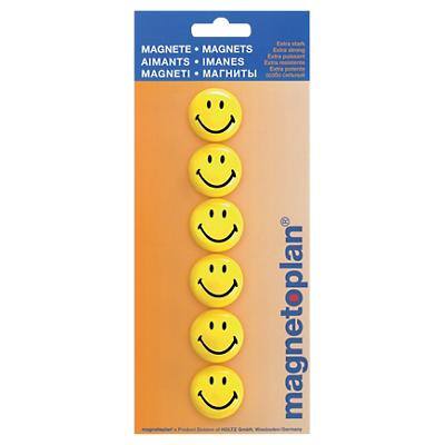 magnetoplan Magnete Smiley Schwarz, Gelb 6 Stück