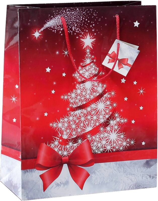 Sigel Geschenktasche Sparkling Tree Rot 26 x 33 x 12 cm 5 Stück