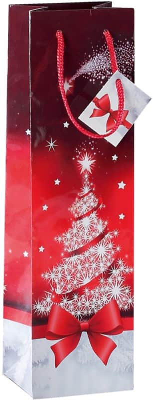 Sigel Flaschentragebeutel Sparkling Tree Rot 10 x 35 x 8 cm 5 Stück