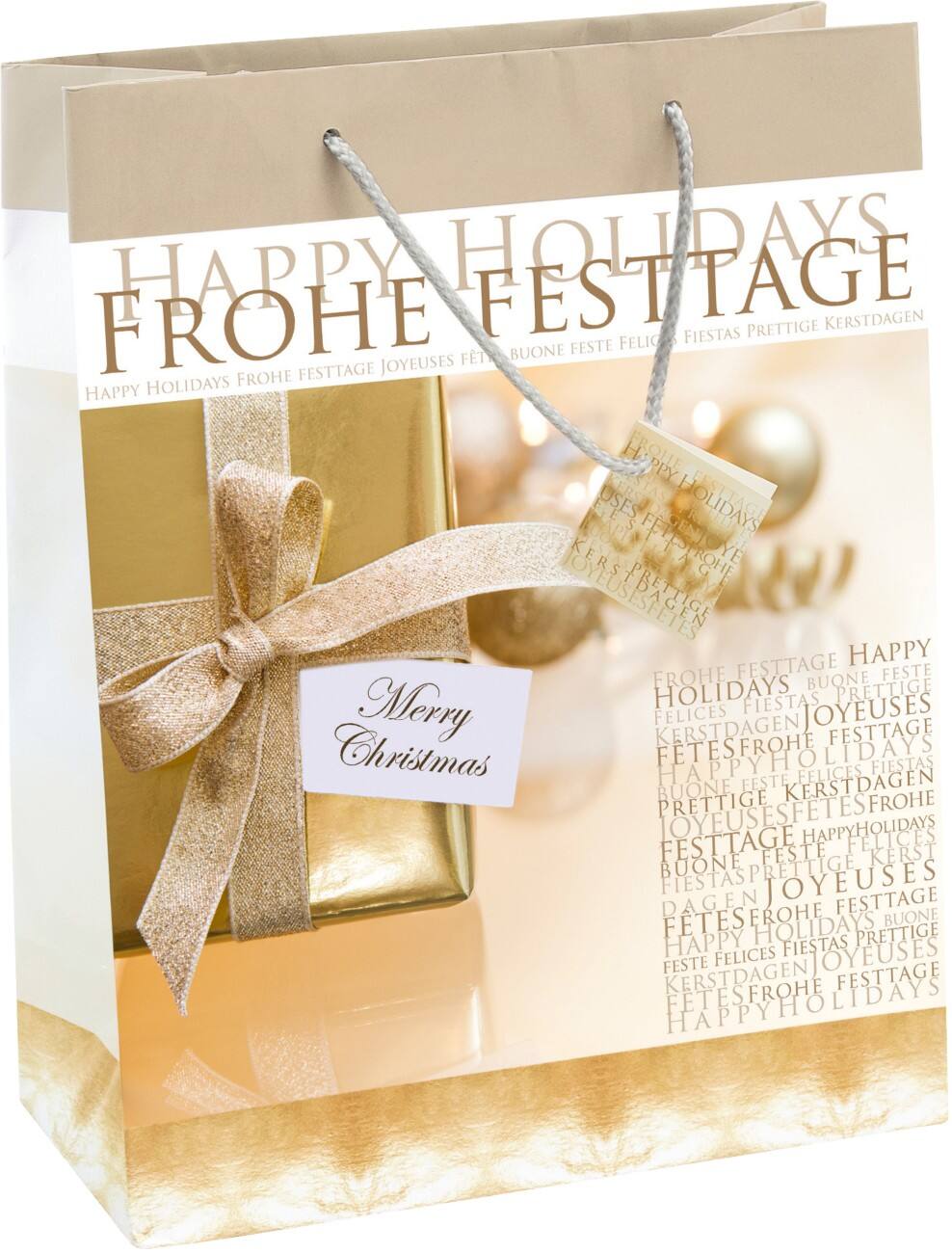 Sigel Geschenktasche Golden Shimmer Large Beige 26 x 33 x 12 cm 5 Stück
