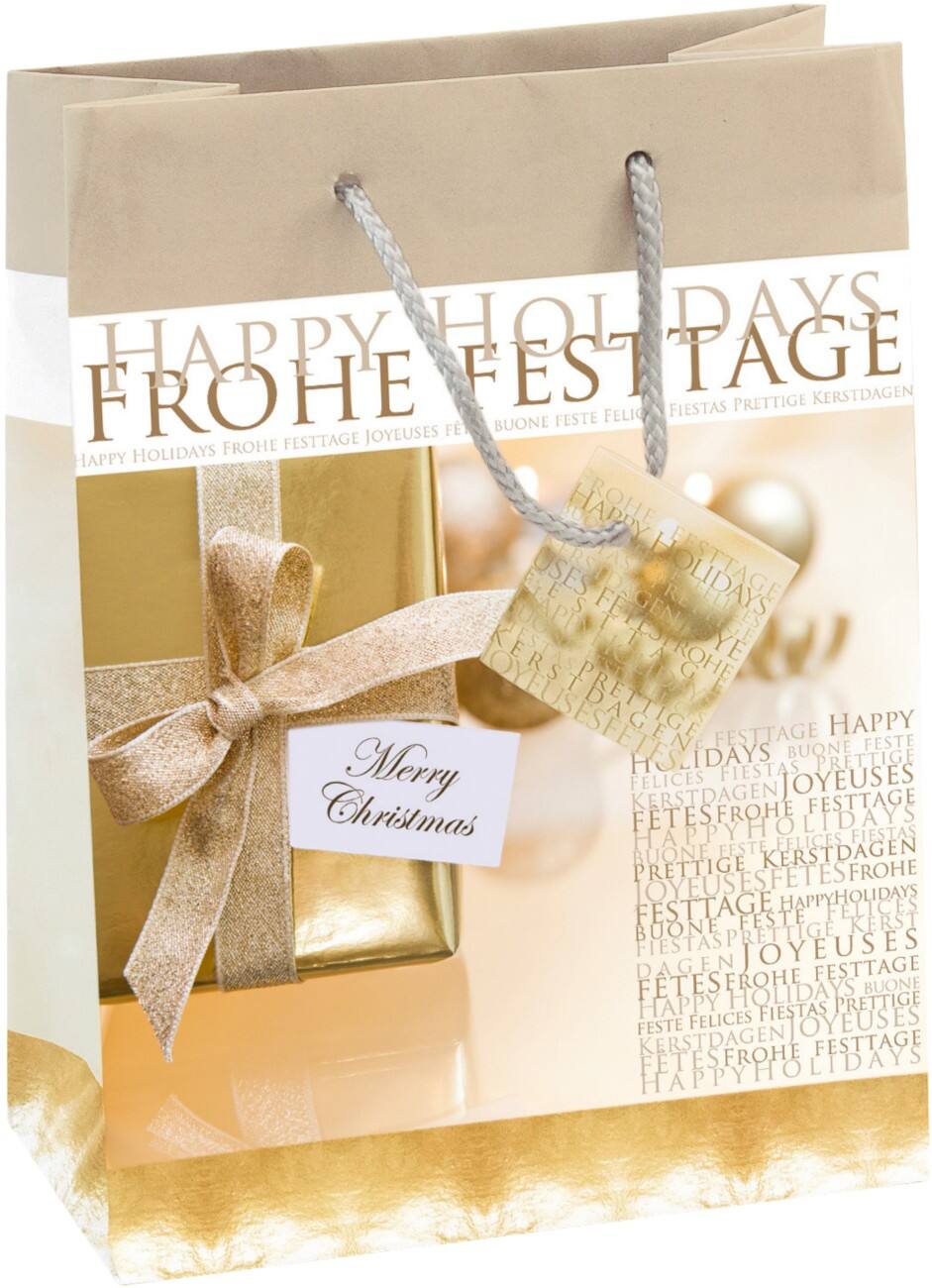 Sigel Geschenktasche Golden Shimmer Small Beige 17 x 23 x 9 cm 5 Stück