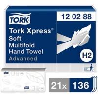 Tork Xpress Advanced Falthandtücher H2 M-falz Weiß 2-lagig 120288 21 Stück à 136 Blatt