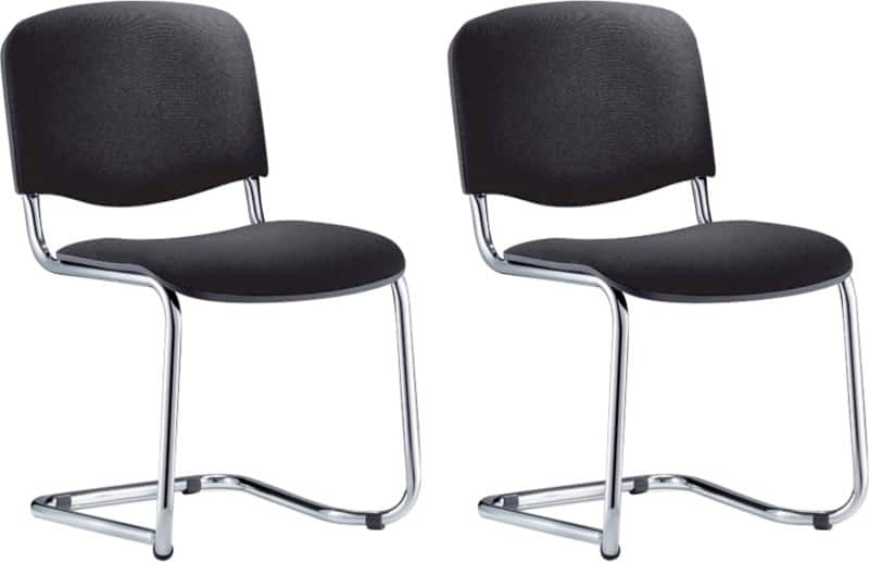 Nowy Styl Iso Swing Besucherstuhl Stoff Ohne Armlehnen Schwarz  2 Stück