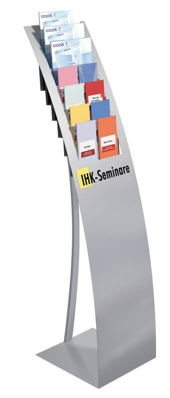 Kerkmann Varia DIN A4 Prospektständer Silber 6509 320 (B) x 340 (T) x 1.320 (H) mm