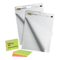 Post-it Flipchart-Papier Packung mit 2 Stück à 30 Blatt + 4 kostenlose Haftnotizen Farbig sortiert