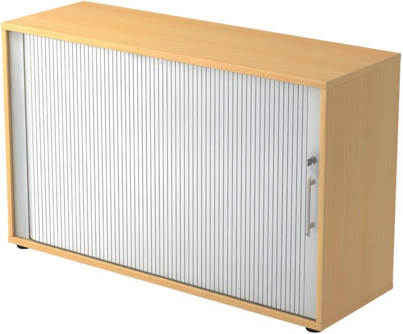 Hammerbacher Rollladenschrank Buche, Silber 1.200 x 400 x 748 mm