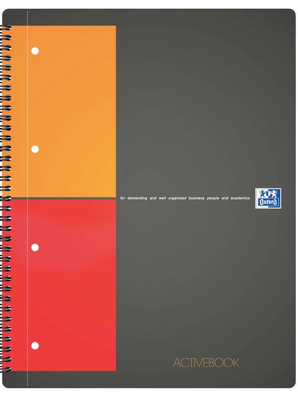 Hamelin Activebook International Notizbuch DIN A4+ Kariert Spiralbindung PP (Polypropylen) Schwarz Gelocht 160 Seiten 5 Stück à 80 Blatt