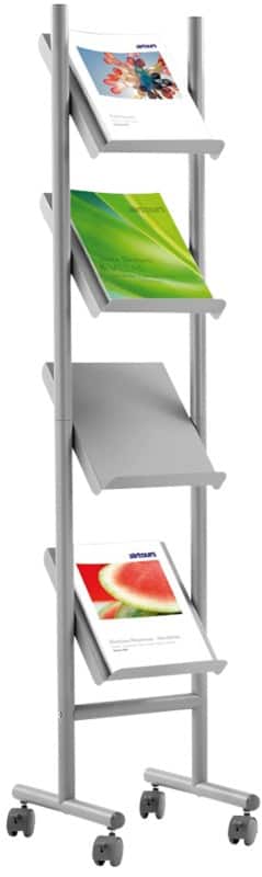 Kerkmann Praktika DIN A4 Prospektständer Silber 3462 320 (B) x 350 (T) x 1.550 (H) mm