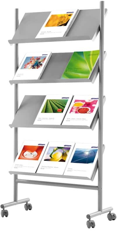 Kerkmann Praktika DIN A4 Prospektständer Silber 3463 720 (B) x 350 (T) x 1.550 (H) mm