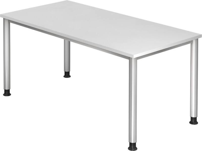 Hammerbacher Höhenverstellbar Tisch Rechteckig ABS (Acrylnitril-Butadien-Styrol), Kunststoff, Spanplatte Weiß 1.600 x 800 mm