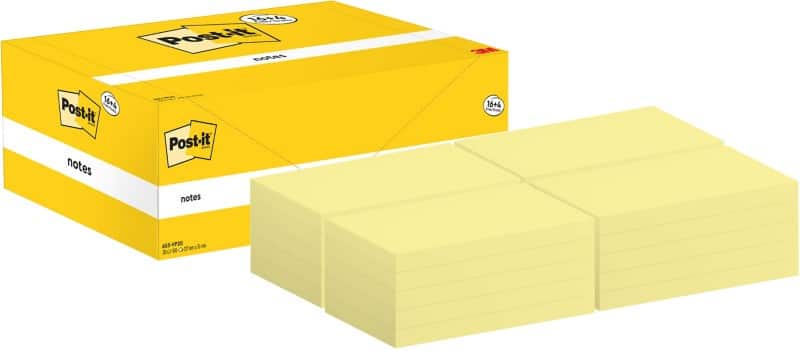 Post-it Haftnotizen 127 x 76 mm Kanariengelb 100 Blatt 16 Blöcke + 4 Gratis