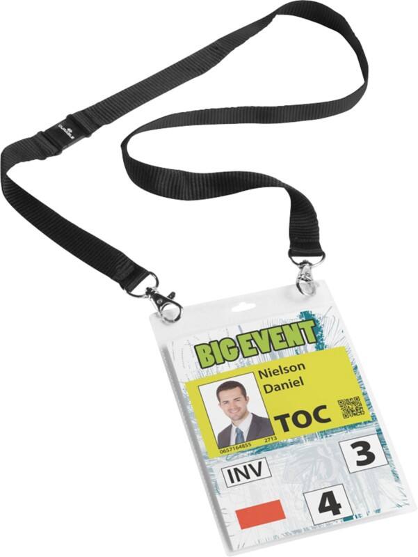 DURABLE Namensschilder Clip 15,5 cm Schwarz, Transparent 10 Stück