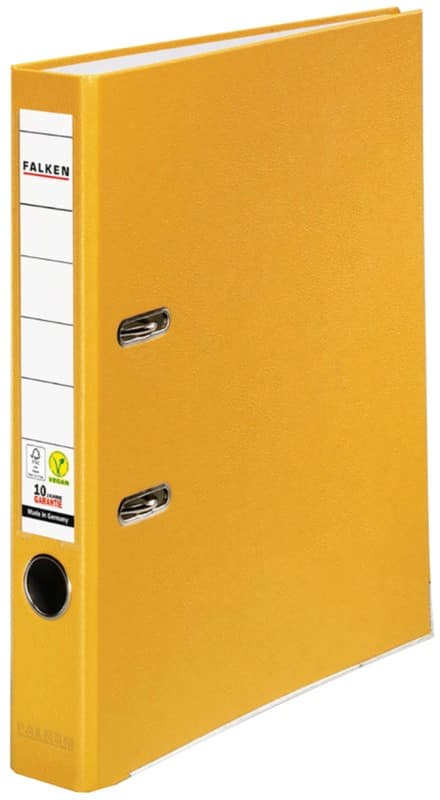 Falken PP-Color Ordner Schmal DIN A4 50 mm Gelb 2 Ringe Kunststoff