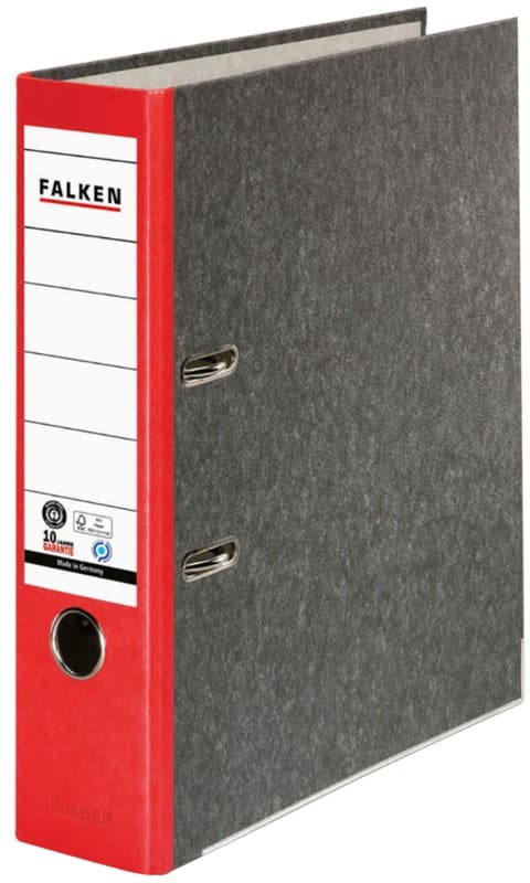 Falken Breit Ordner DIN A4 80 mm Rot 2 Ringe 80024516 Pappkarton Wolkenmarmor