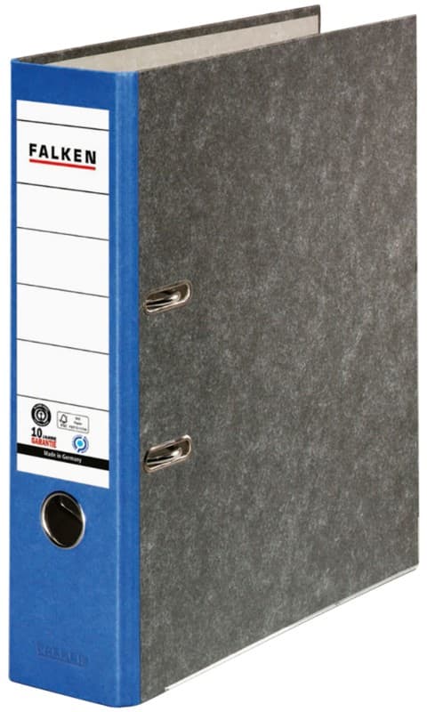 Falken Breit Ordner DIN A4 80 mm Blau 2 Ringe 80024607 Pappkarton Wolkenmarmor
