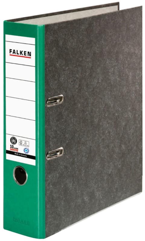 Falken Ordner Breit DIN A4 80 mm Grün 2 Ringe 80024714 Pappkarton Wolkenmarmor