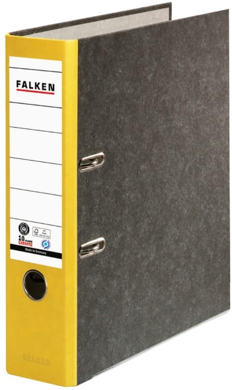 Falken Ordner Breit DIN A4 80 mm Gelb 2 Ringe 80024813 Pappkarton Wolkenmarmor