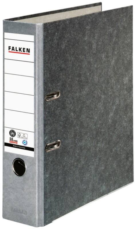 Falken Ordner Breit DIN A4 80 mm Grau 2 Ringe 10311975 Pappkarton Wolkenmarmor