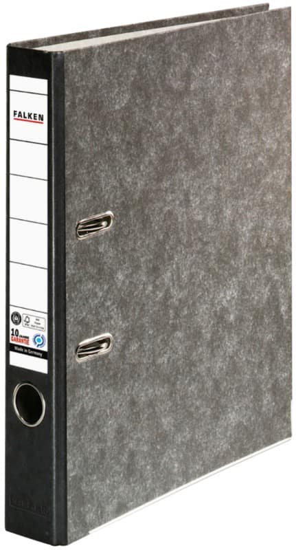 Falken Ordner Schmal DIN A4 50 mm Schwarz 2 Ringe S50 Pappkarton Wolkenmarmor