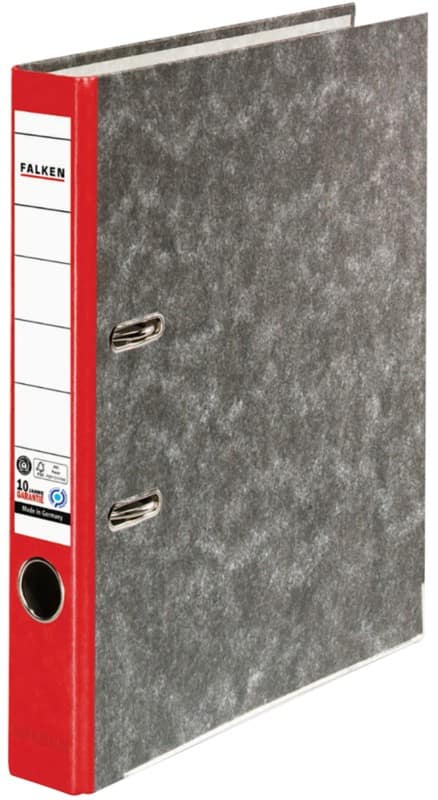 Falken Ordner Schmal DIN A4 50 mm Rot 2 Ringe S50 Pappkarton Wolkenmarmor