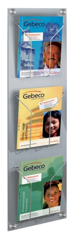 Kerkmann DIN A4 Wandprospekthalter Wandmontiert Silber 6195 29 x 6,5 x 102 cm