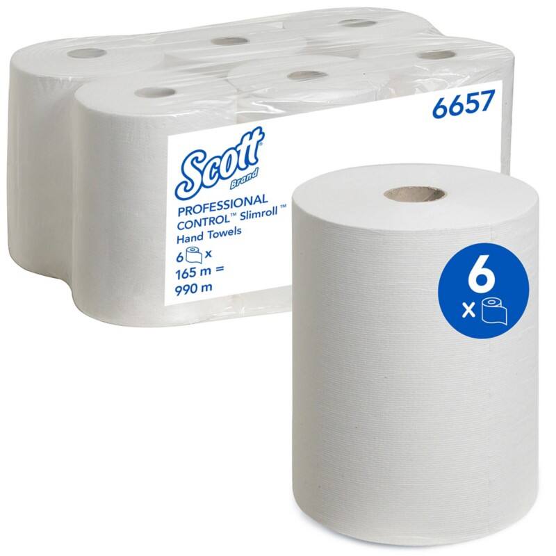 Scott Slimroll Papierhandtücher Gerollt Weiß 1-lagig 990 m 6657 6 Rollen à 165 m