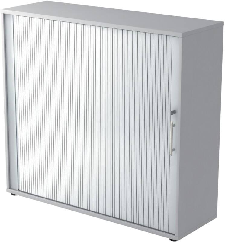 Hammerbacher Rollladenschrank Stahl, PVC 2 Fachböden abschließbar 1.200 x 400 x 1.100 mm Grau, Silber