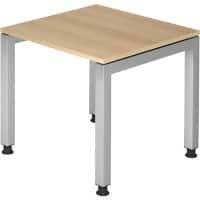 Hammerbacher J Serie Höhenverstellbarer Schreibtisch Rechteckig Eiche Holz Silber 4 Füße 800 x 680 mm