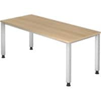 Hammerbacher Q Serie Höhenverstellbar Schreibtisch Rechteckig Eiche Holz Silber 4 Füße 1.800 x 685 mm