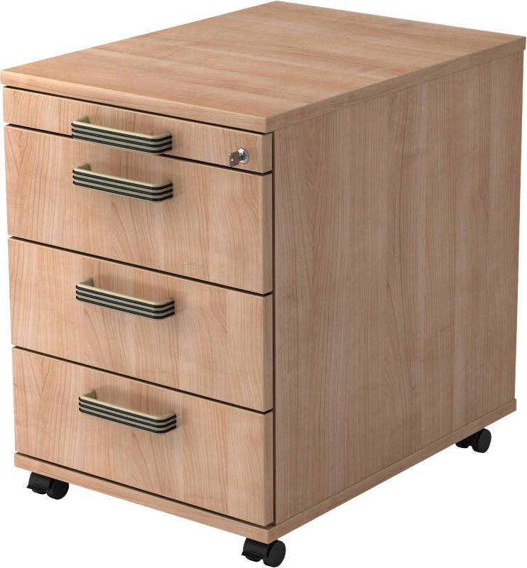 Hammerbacher Rollcontainer 4 Schübe abschließbar 428 x 580 x 590 mm Walnuss