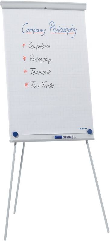 FRANKEN X-tra!Line Magnetisches Flipchart EL-FC20 Höhenverstellbar 68 x 105 cm Mit Dreibeinstativ und Stiftablage Hellgrau