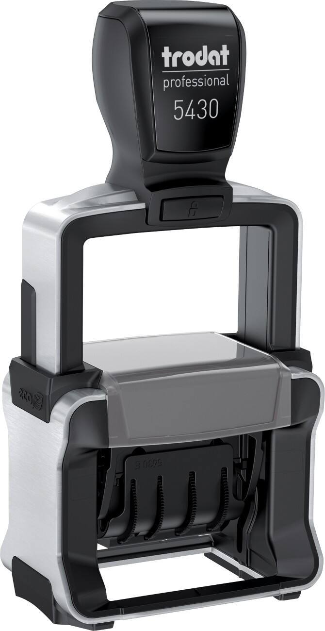 Trodat 5430/L Textstempel mit Datum French Schwarz, Grau 8,9 x 4,5 x 15,1 cm