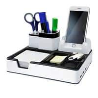 Monolith Schreibtisch Organizer Smartphone Ladestation Kunststoff Schwarz, Weiß 21,7 x 18,7 x 9,6 cm