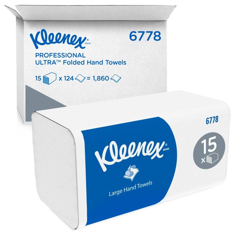 Kleenex Large Papierhandtücher V-falz (zick-zack) Weiß 2-lagig 6778 15 Pack à 124 Blatt