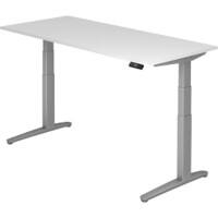 Hammerbacher Elektrisch Höhenverstellbar Sitz-Stehschreibtisch Rechteckig Holz Silber T-Fuß 1.800 x 800 x 720 mm