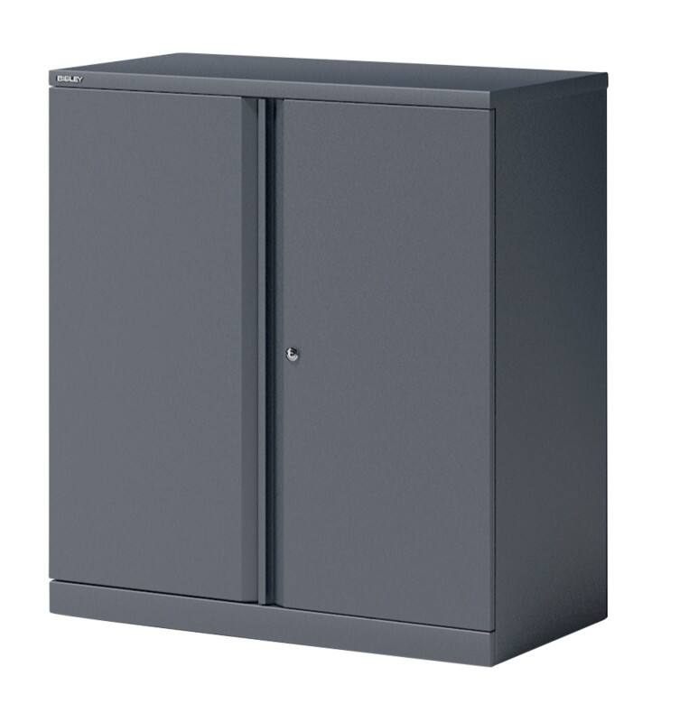 Bisley Flügeltürenschrank Stahl 1 Fachboden abschließbar 914 x 470 x 1.000 mm Anthrazit