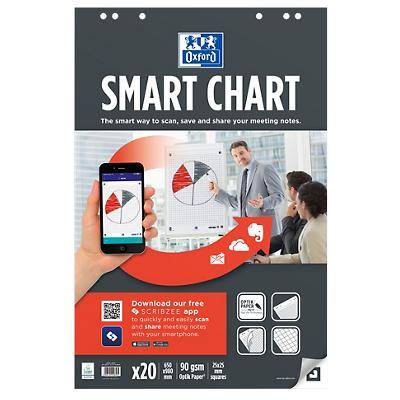 OXFORD Flipchart-Papier Smart Chart Euro 90 g/m² Kariert 65 x 98 cm 3 Stück à 20 Blatt