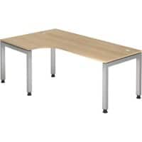 Hammerbacher J Serie Eckschreibtisch Halbkreisförmig Eiche Holz Silber 4 Füße 1.200 x 2.000 x 680 mm