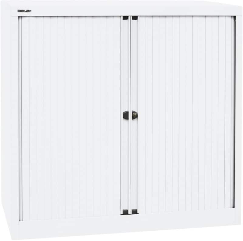 Bisley Rollladenschrank Stahl 2 Fachböden abschließbar 1.000 x 430 x 1.030 mm Verkehrsweiß