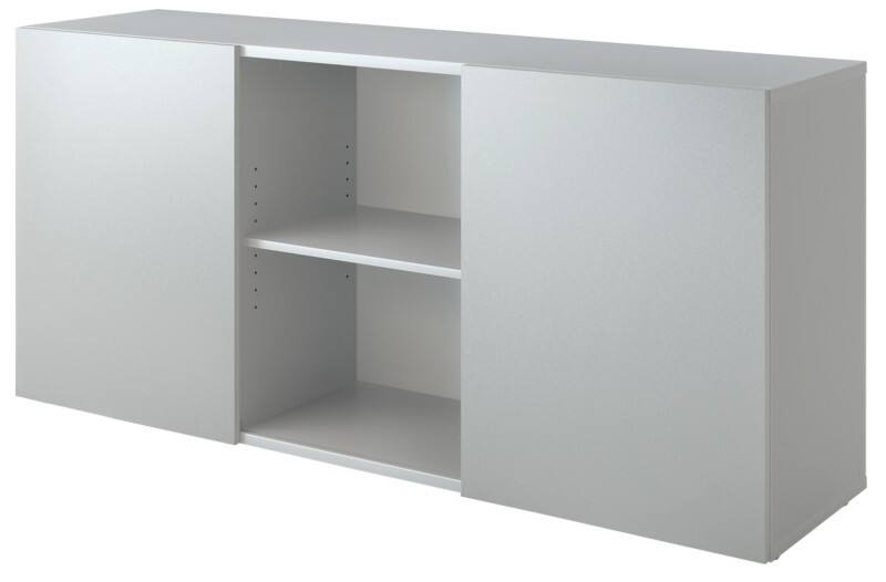 Hammerbacher Schiebetürenschrank Spanplatte 1 Fachboden 1.600 x 420 x 748 mm Grau, Silber