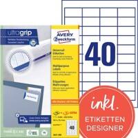 AVERY Zweckform UltraGrip Etikett 3657-200 Ja DIN A4 Weiß 48,5 x 25,4 mm 220 Blatt à 40 Etiketten