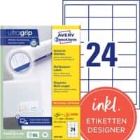 AVERY Zweckform UltraGrip Universaletiketten 3658-200 Ja DIN A4 Weiß 64,6 x 33,8 mm 220 Blatt à 24 Etiketten