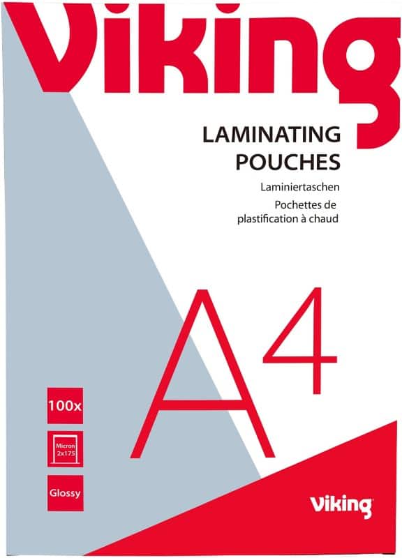 Viking Laminierfolien DIN A4 Glänzend 175 (2 x 175 Mikron) Transparent 100 Stück