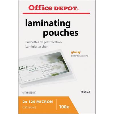 Office Depot Laminierfolien Visitenkarte & Kreditkarte Glänzend 125 Mikron (2 x 125) Transparent 100 Stück
