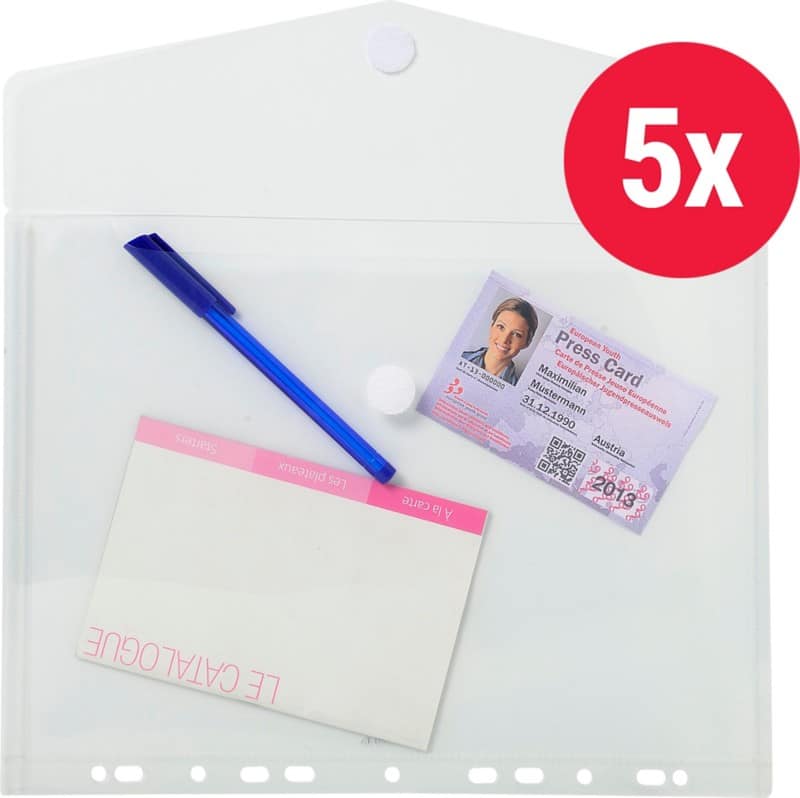 Exacompta Klarsichthüllen  DIN A4 Transparent 200 Mikron PP (Polypropylen) Seite mit Klappenöffnung 5 Stück