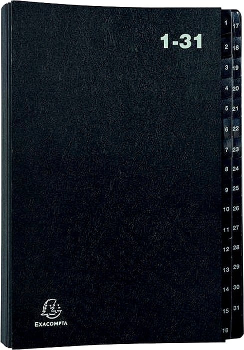 Exacompta Pultordner 57032E DIN A4 1-31 Schwarz Hartpappe