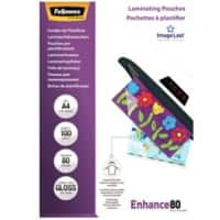 Fellowes ImageLast Enhance Laminierfolien DIN A4 Glänzend 80 Mikron (2 x 80) Transparent 100 Stück