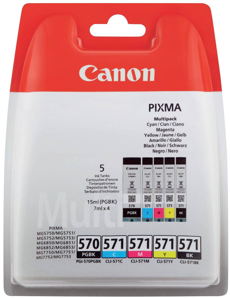 Canon PGI-570/CLI-571 Original Tintenpatrone Schwarz & 3 Farbig 5 Stück